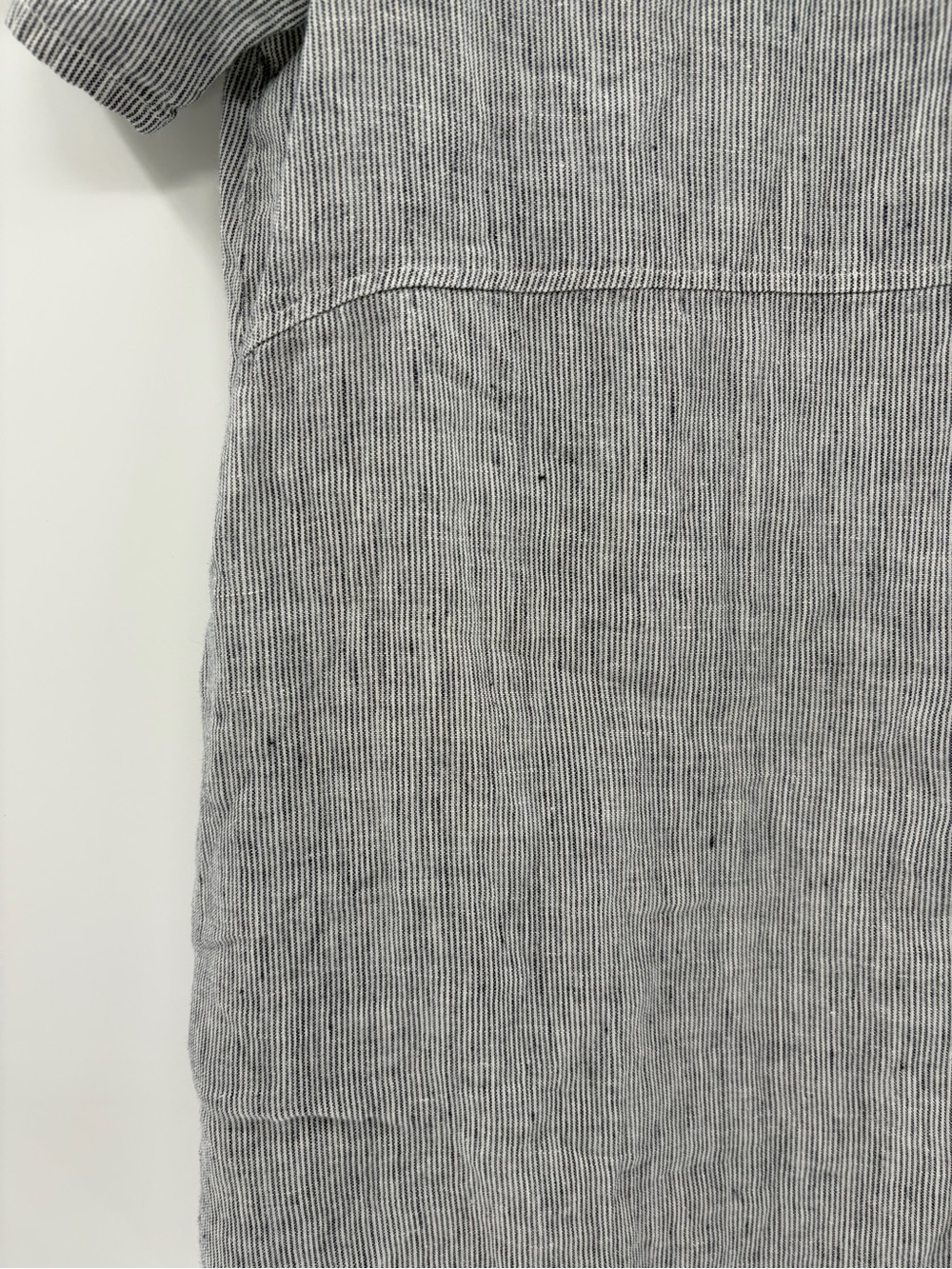 Flax linen Laganlook bohemian stripe grey shift v-neck pockets midi dress small - Picture 5 of 14